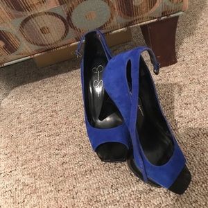 Suede Blue Heels